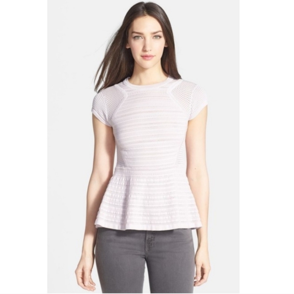 Rebecca Taylor, ‎ Blush Pink Cap Sleeve Peplum Sweater, Size Small